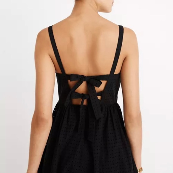Black eyelet Madewell midi dress - Picture 3 of 7
